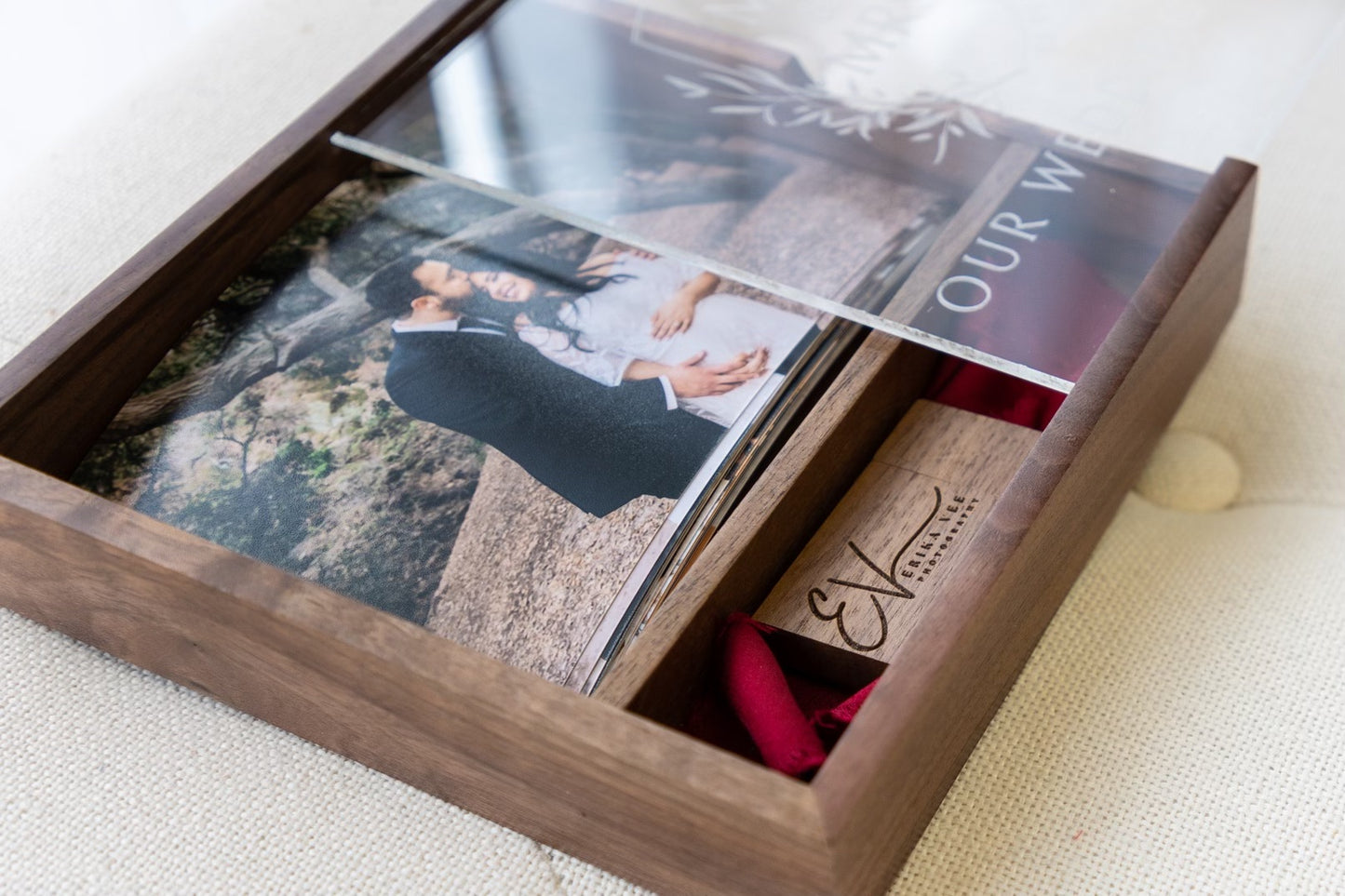 Hardwood Photo Box/ Memory Box/ Acrylic Photo Box/ USB Photo Box wolfsdencraftco