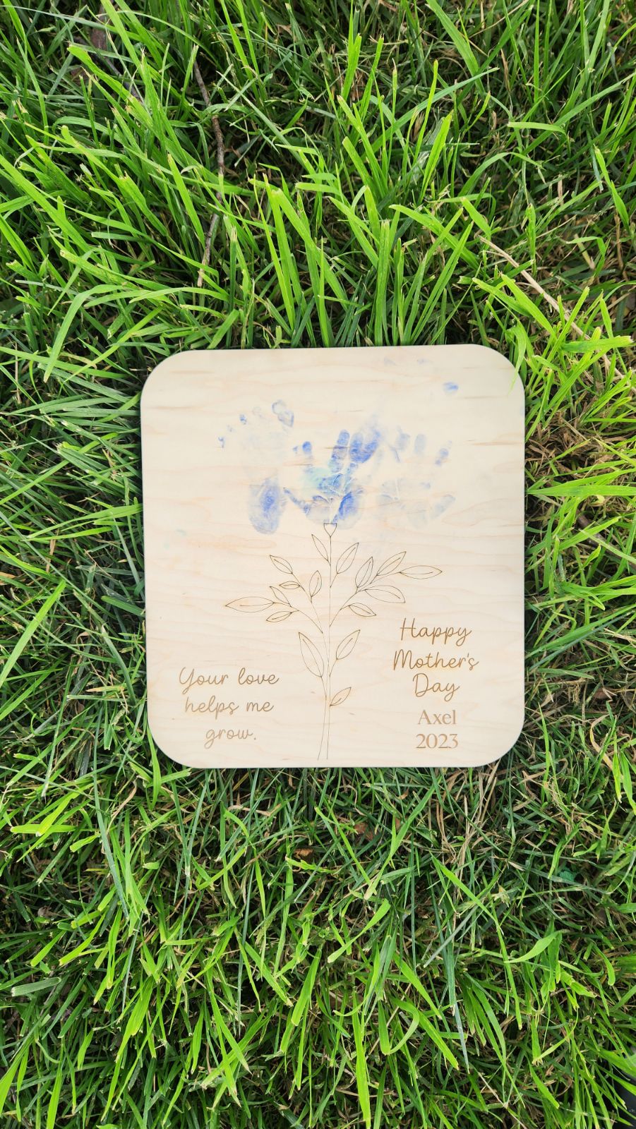 Mother’s Day Sign/Flower Sign/ Baby Handprint Sign wolfsdencraftco